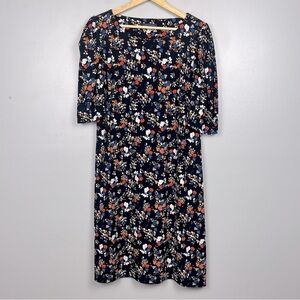 Tommy Hilfiger black multicolor ditzy floral half sleeve shift dress, size 14.